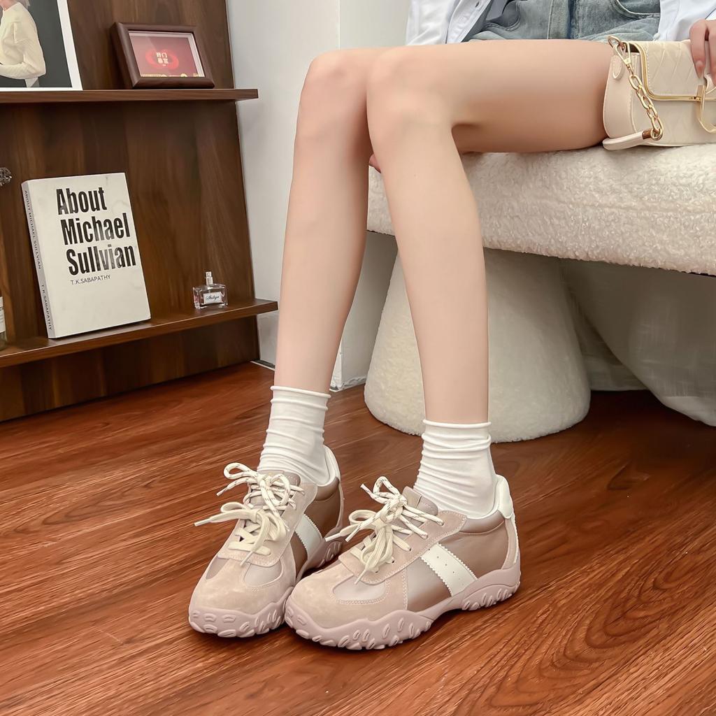 Summer new platform sneakers women wear high-end college style retro dad shoes women's front lace-up