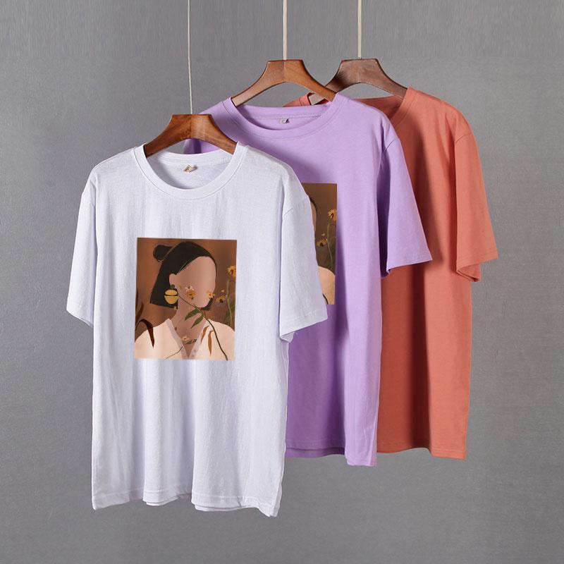 Camisetas Estéticas Estampadas de Manga Corta Hirsionsan para Mujer 2021 Verano Moda Chic Camisetas Holgadas Gráficas Góticas Tops Casuales Femeninos