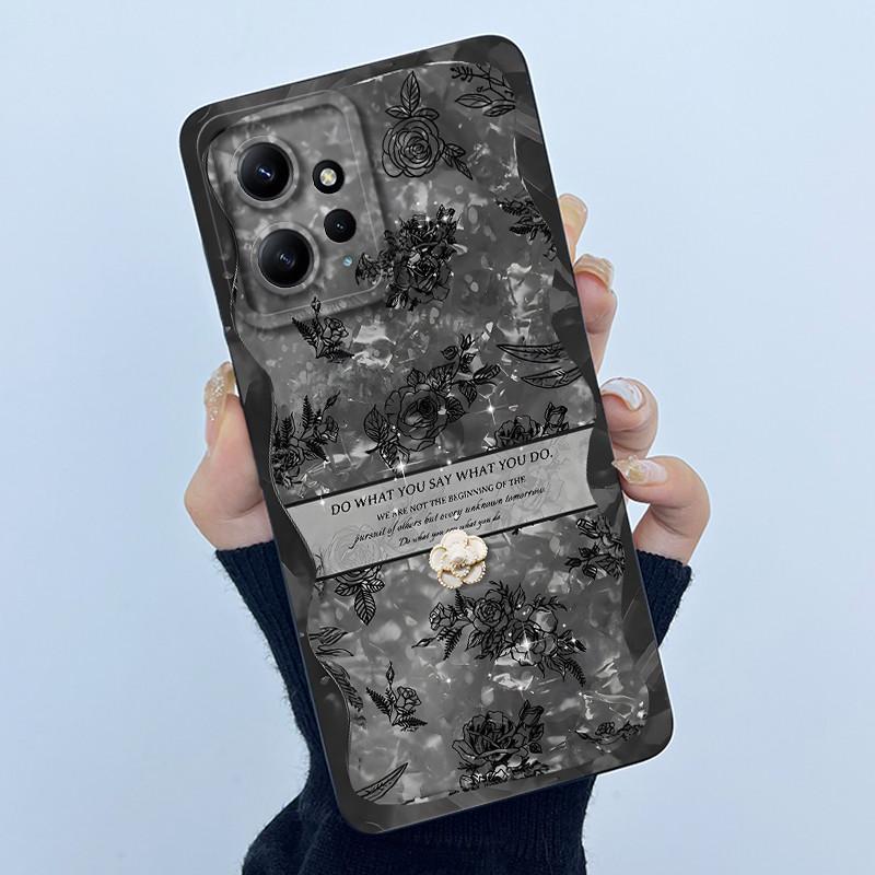 For Xiaomi Redmi Note 12 4G Phone Case Simplicity Butterflies Floral Soft Liquid Silicone Back Shell For Redmi Note12 4G Covers
