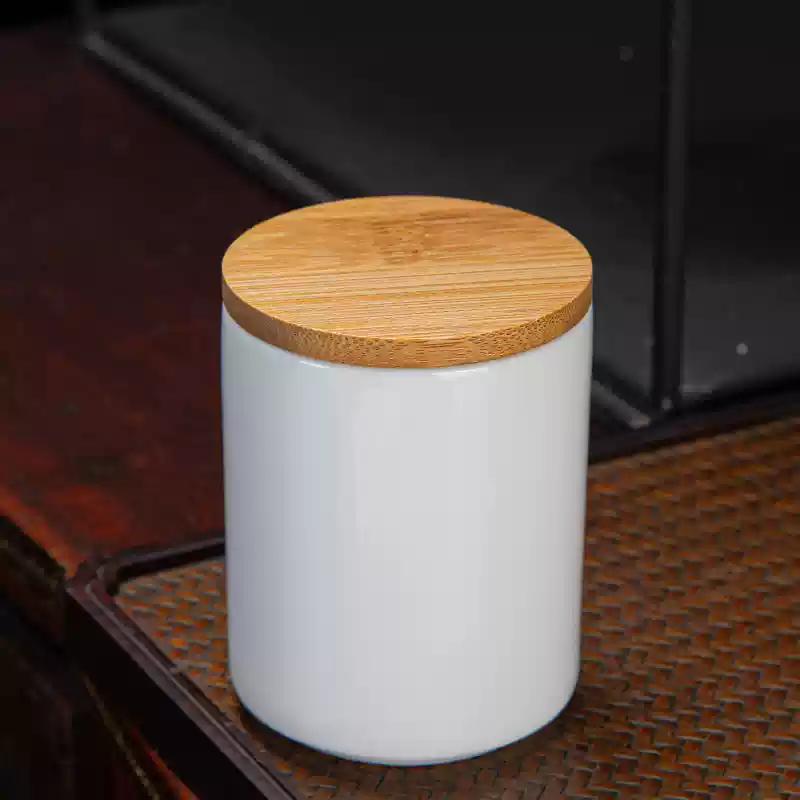 Ceramic Sheep Fat Jade White Porcelain Tea Jar/Small Gold Plated Storage Jar Tea Box for Tea Bags Organizer