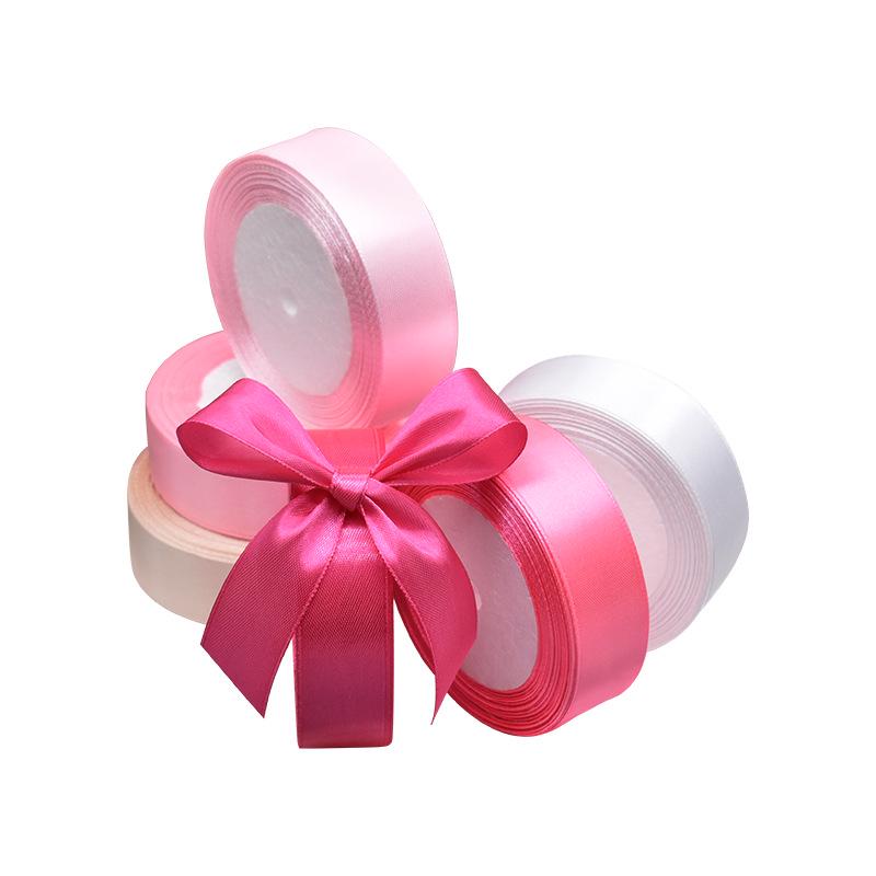 2.5cm Polyester Woven Ribbon for Flower Gift Packaging, Wedding Cakes, and Decorations in Silk Colors