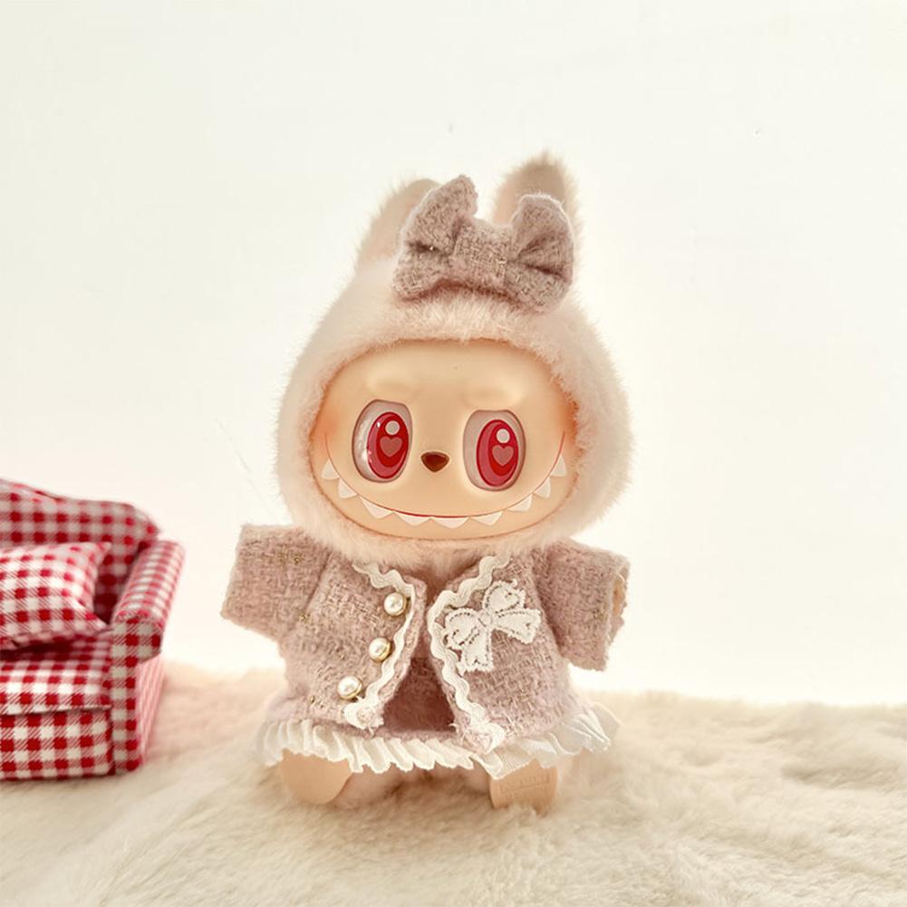For Labubu 15/17cm Doll Stylish Overalls Clothes Set Pendant Cute Clothes with Fragrant Style For V1/V2 Labubu
