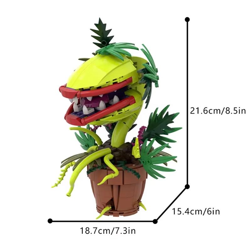 

MOC Cannibal Flower Building Block Kit 300+PCS Potted Plants Horror Flower Model Bricks Assemble Toys For Kids Collectible Gifts