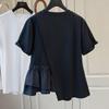 Women's Asymmetric Patchwork Short Sleeve T-Shirt