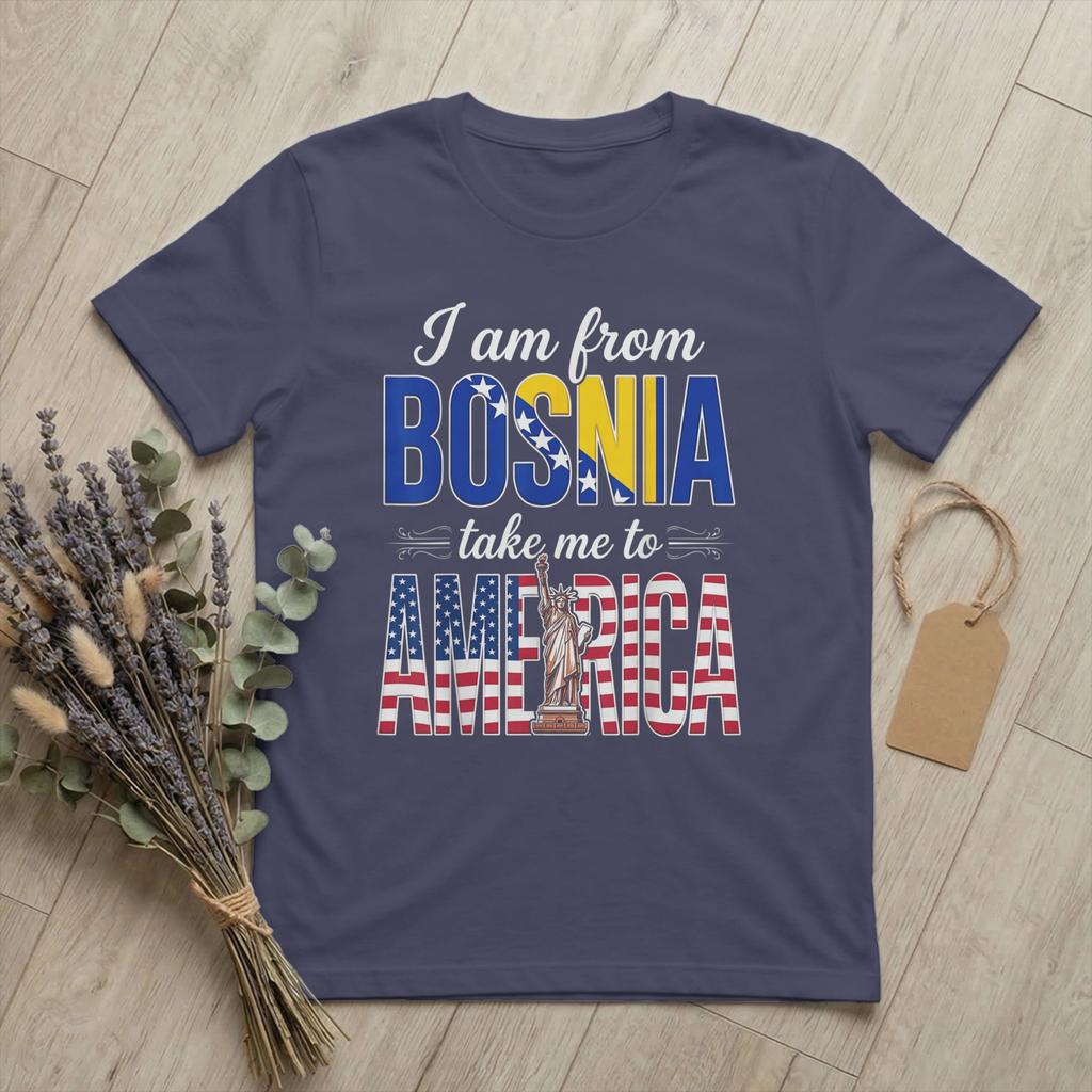 Dalla Bosnia Portami in America Maglietta per Unisex 100% Cotone Maglietta Casual Girocollo Divertenti Manica Corta merchandising Estate