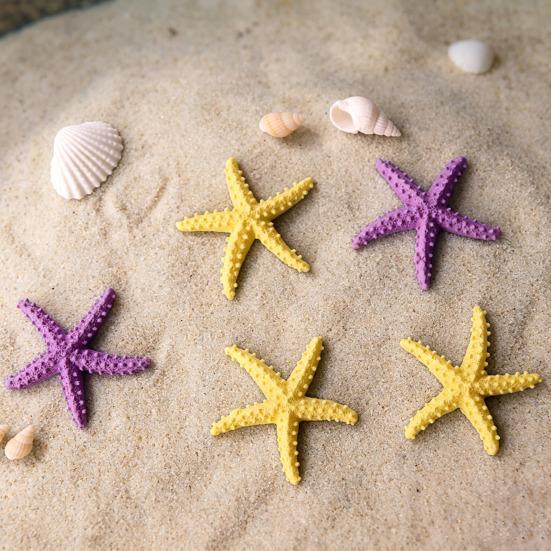 2 Pcs Mini Resin Starfish Ocean Decor Tiny Summer Starfish Figurine for Miniature DIY Crafts Fairy Garden Ornament Beach Party Home Decoration