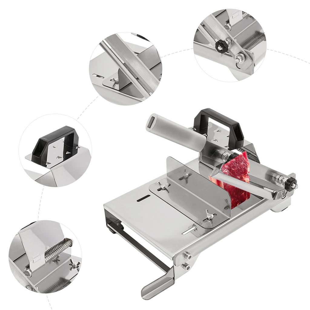 Manual Frozen Meat Slicer with 0.3-8mm Adjustable Thickness, 430 Stainless Steel Non-Slip for Home Restaurant Cutting