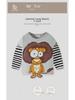 Spring & Autumn 2025 Kids' 3D Cartoon T-shirt with Striped Sleeves - 100% Cotton for Boys