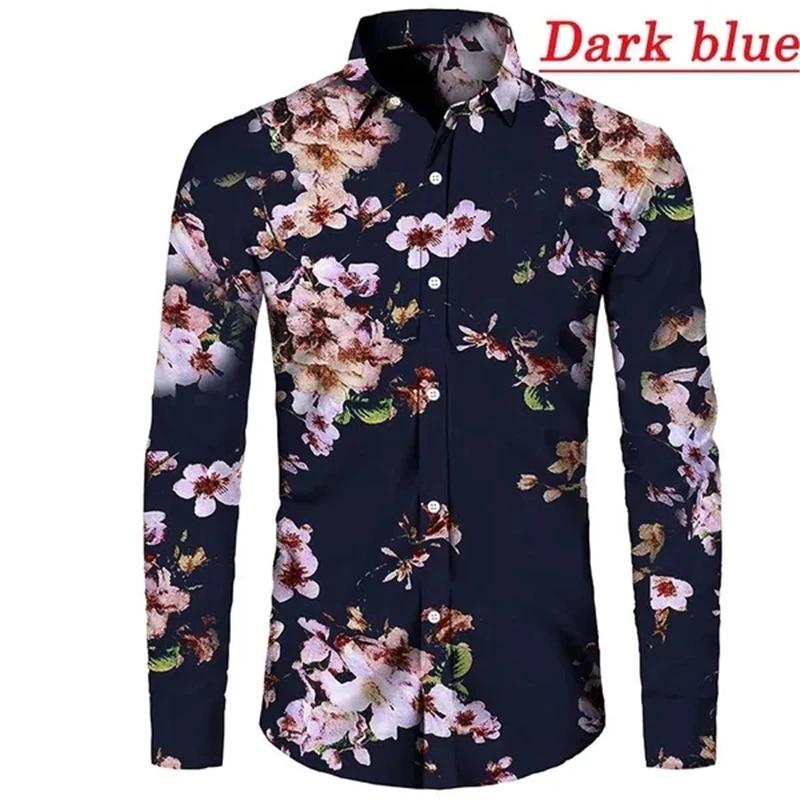 Men's Casual Shirt Hot New Arrival Print Long Sleeve Button Lapel Shirts Male Fashion Plus Size Beach Holiday Shirt Top