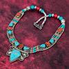 Blue Turquoise & Coral Handmade Gemstone Nepali Necklace, 925 Solid Sterling Silver Necklace, Adjustable Chain Necklace Engagement Gift
