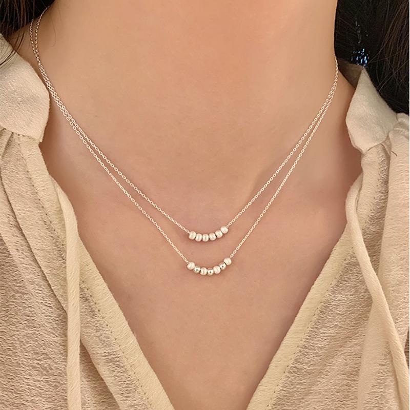 925 Sterling Silver Multiple Round Beads Choker Necklace Women 2025 Trendy Bead O-Chain Simple Pendant Fine Jewelry Wholesale