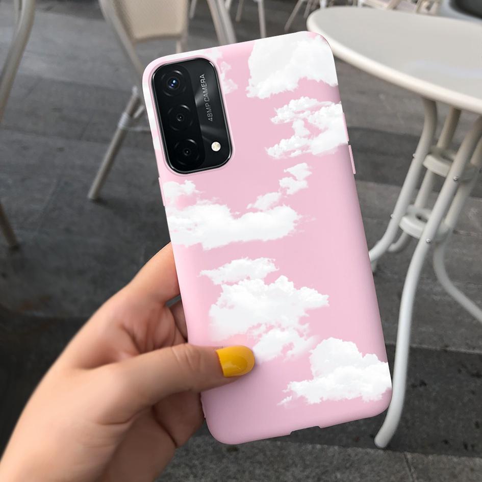 A74 Fodral För OPPO A74 CHP2219 Fodral Lyxigt Fjäder Dinosaurie Daisy Mönster Bakre Skydd För OPPO A74 5G CPH2197 A 74 Mjuk Capa