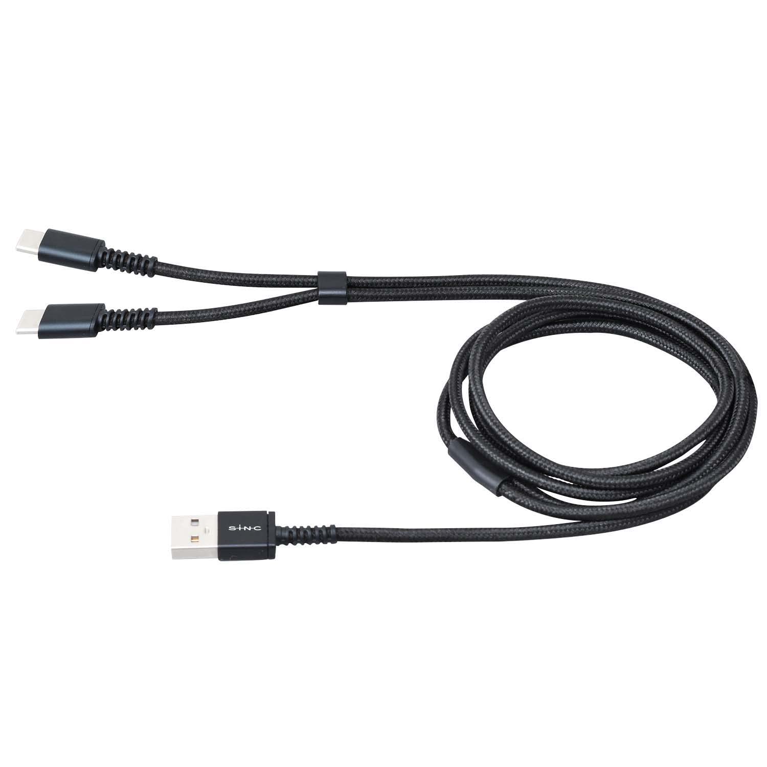 SEIWA Car USB Type A to Type C Type Compatible with iPad and Other Cable, Y-Shaped, + C, 2-Way, D606, Xperia, Galaxy, Pro, MacBook, Android, IQOS, ner