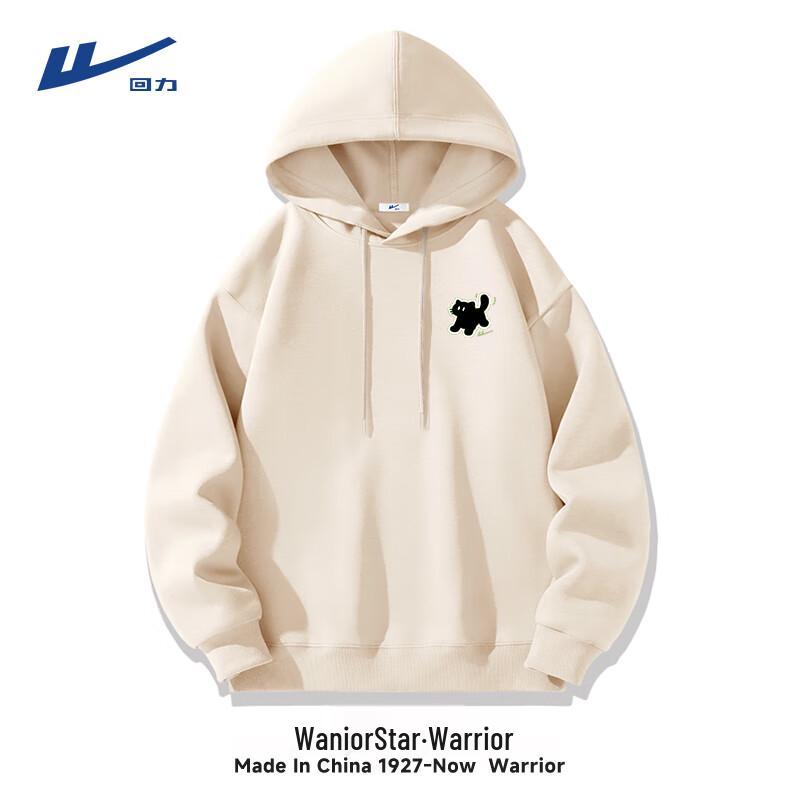 Warrior Cartoon Cat Print Hooded Sweatshirt L
