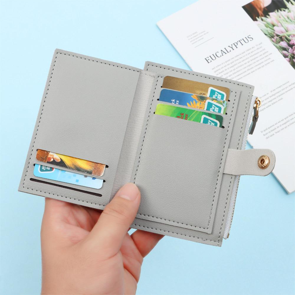 Cute Credit Card Holder Bags Solid Color PU Leather Small Wallet Mini Coin Purse Women Fashion Purse Money Bag Storage Pouch