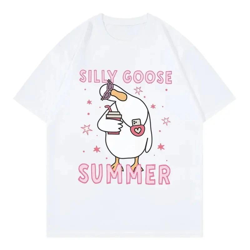 

Funny Silly Goose Meme Graphic T Shirts Women Clothing Fashion Y2k Short Sleeve Tshirts Summer Casual Women Tshirt S