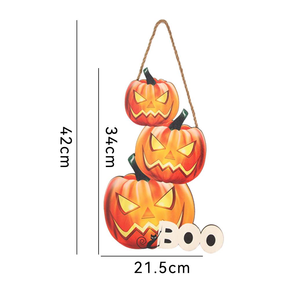 Wooden Beautifully Crafted Halloween Door Sign Adorned With Ghost And Pumpkin Designs For Seasonal Decor