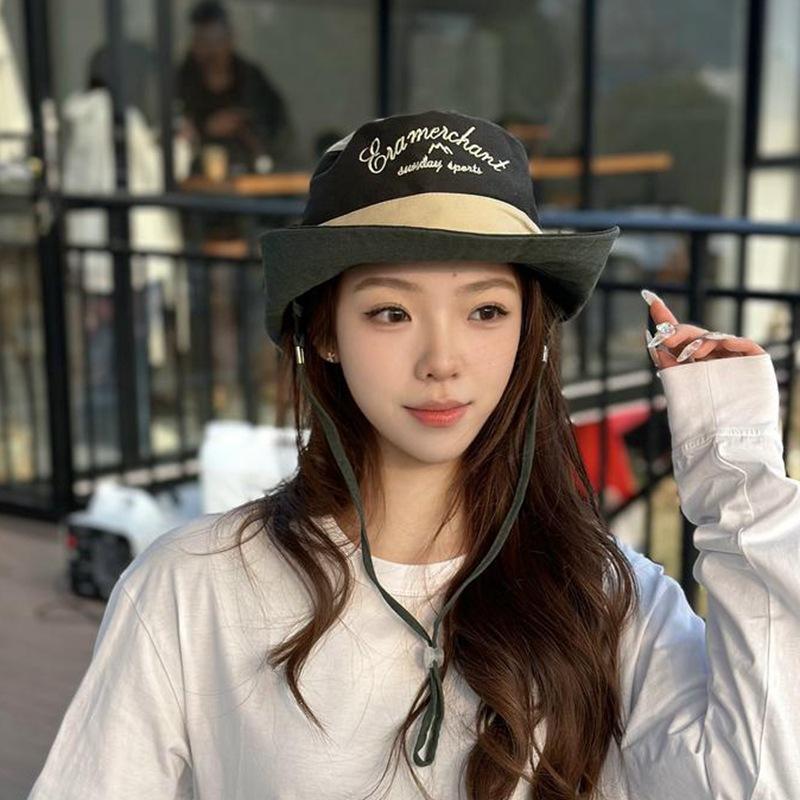 Letter Embroidered Fisherman Hat Men and Women Spring and Summer Sun Protection Outdoor Sun Protection Mountaineering Hat Western Cowboy Hat