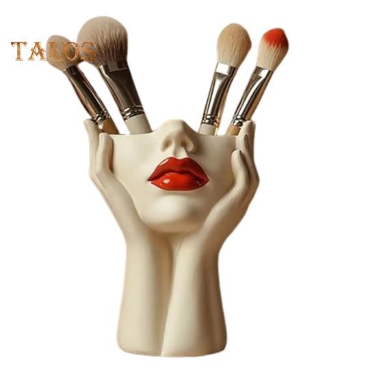 Dámský konturovaný design držák na tužky Ručně vyráběná umělecká dámská forma Hlava váza Minimalistický držák na štětce na make-up pro domácí obývací pokoj Dekorace knihovny