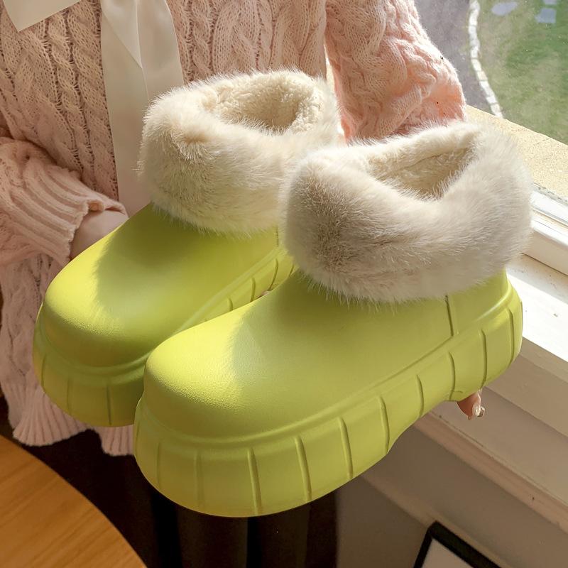 High-top Waterproof Bag Heel Cotton Shoes Winter Indoor Home Velvet Warm EVA Outer Wear Rain Boots Cotton Slippers