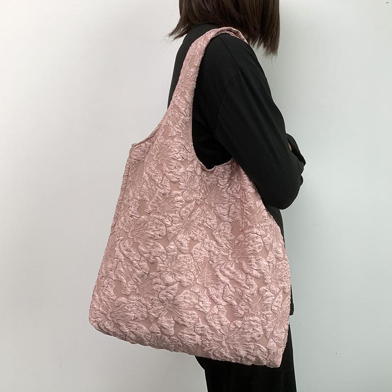 Sweet Flower Ladies Vest Shoulder Bags Large Capacity Portable Women's Tote Shopping Bag Retro Floral Female Purse Handbags