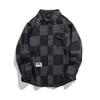 Checkerboard Pattern Plus Size Men's Windproof Warm Jacket Fashionable Versatile Casual Sports Lightweight Jacket Denim Jacket