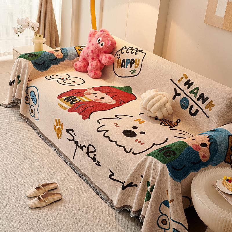 Happy Snacks Stain-Resistant Non-Slip Sofa Cover Blanket