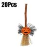 20Pcs 14cm Mini Witch Broom Halloween Decorations Straw Bamboo Handmade Ornaments for Halloween Party DIY Craft Decor Supplies