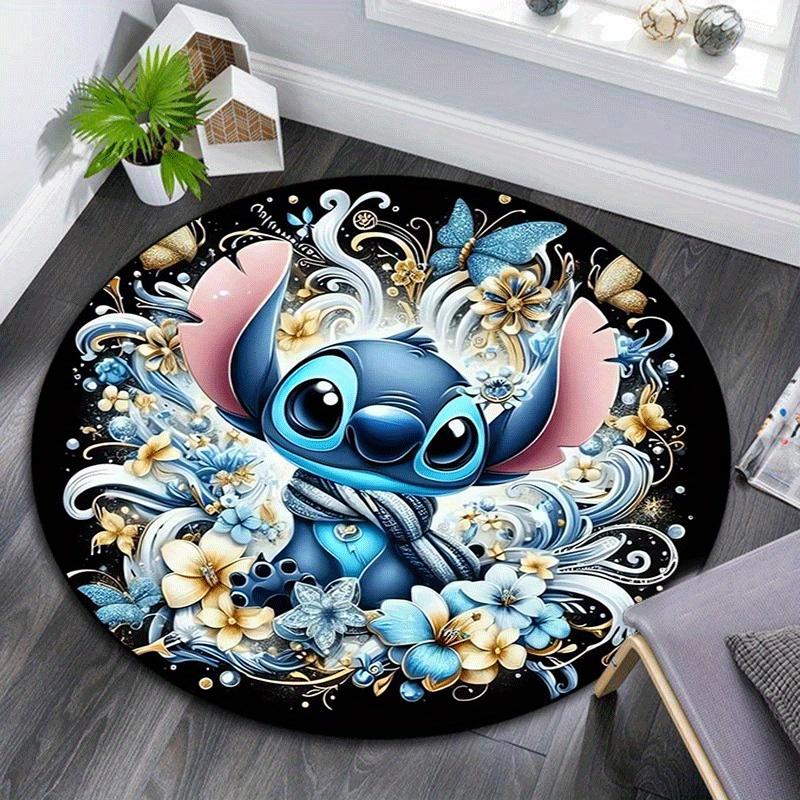

1pc Cute Stitch Round Area Rug,Non Slip,Machine Washable Polyester Carpet for Living Room,Bedroom Decor 80cm by 80cm