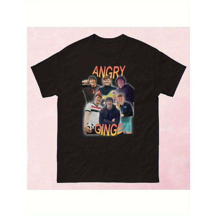 Men s Angry Ginge Graphic T-Shirt - Bold ANGRY GINGE Print with Ginger Character Face - Black Retro Loose Fit Short Sleeve Tee - 100% Durable Shirt S чёрный