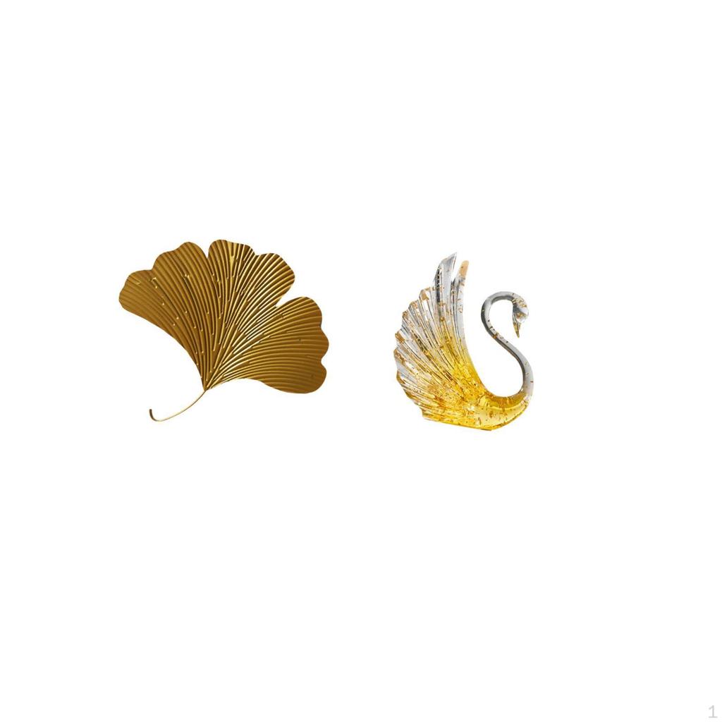 Wrought Iron Ginkgo Leaves Wall Decor And Swan Statue Figurine Resin Goose Sculpture Abstract
