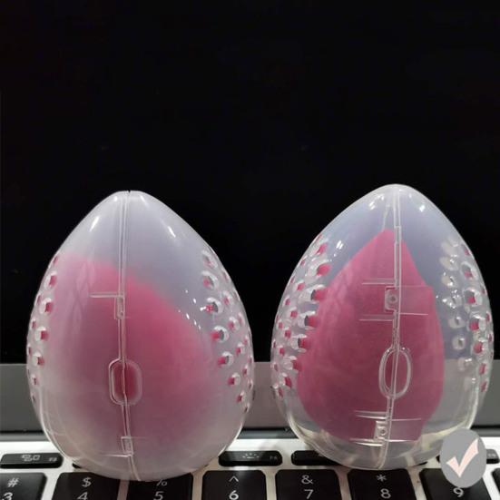 Egg Shaped Beauty Powder Puff Sponge Stand Storage Case Box Makeup Supplies