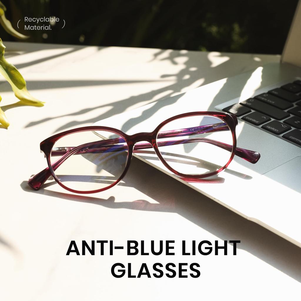 Cyxus Blue Light Blocking Boston UV Unisex Glasses, Non-Prescription, Frame, Protection, Stylish, (8149T26 Purple)