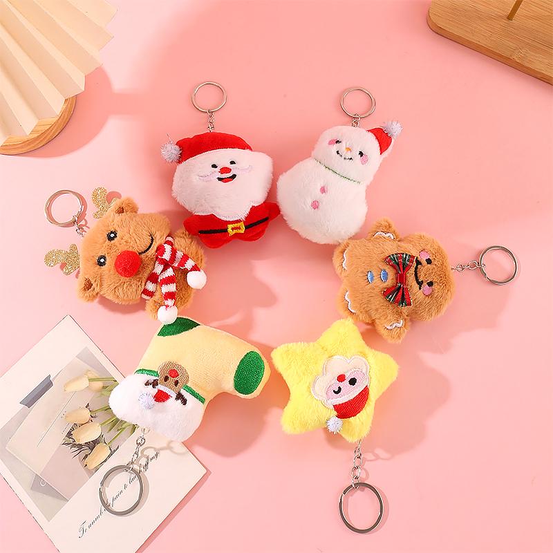 1PC Ornament Plush Keychains Gift Bag Charm Keyring Bag Pendants Cute Christmas Plush Doll Bag Accessories Christmas