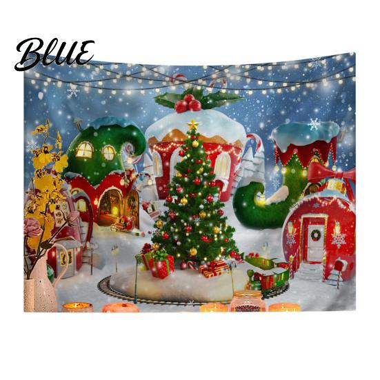 Christmas Wall Hanging Snow Scene Tapestry Holiday Backdrop Xmas Tree Cloth for Window Wreath Tapestry Bedroom Living Room 59x39 Inch Party
