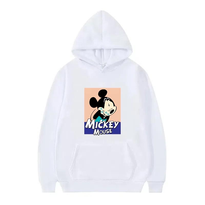 Disney Mickey Mouse Pattern Woman Fleece Casual Loose Black Autumn Tops Clothes Pullovers Ladies Cheap Hoodies Men Sweatshirts