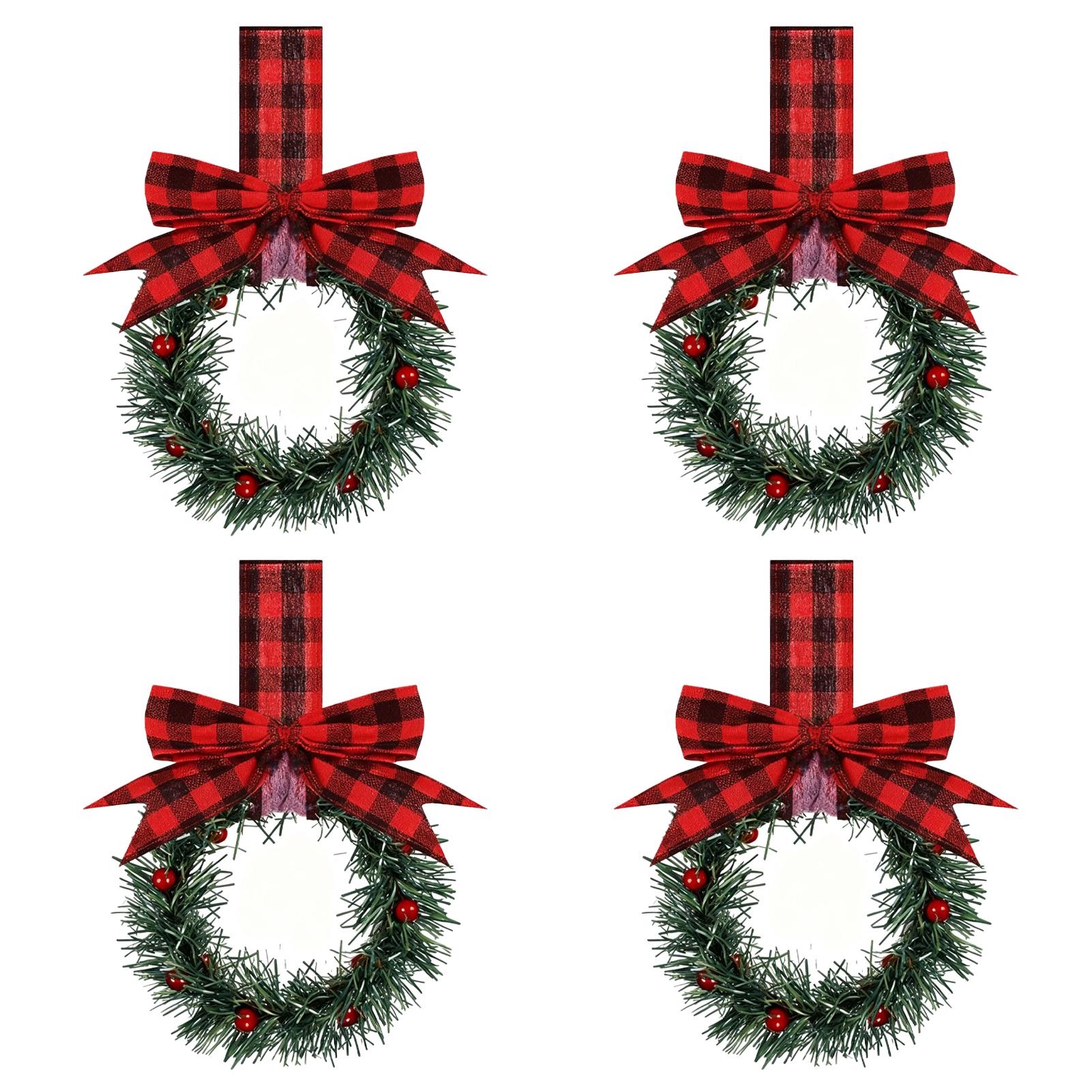 

4/6 шт. Маленький рождественский венок с бантом Гирлянды Стильное дополнение к домашнему декору Подвесные шкафы Гирлянда Многоцелевая Многоразовая