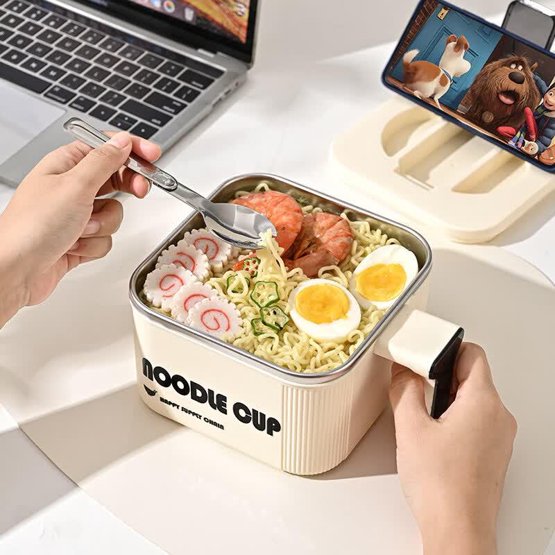 ZISIZ Square Stainless Steel Instant Noodle Bowl