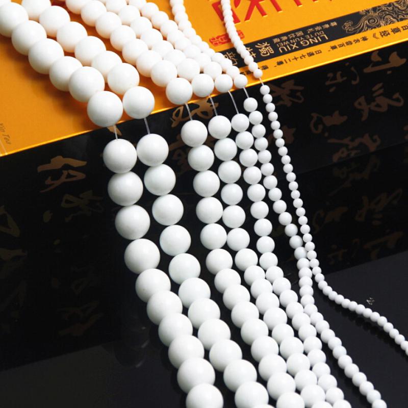 4–12 mm Natursteinperlen, weißer runder Stein, lose Perlen für die Schmuckherstellung, Schmuck-DIY