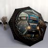 Logistics Transportation Pattern Umbrella, Portable and Foldable Design, 8 Ribs, a Casual Accessory for Halloween, Christmas, and Birthday Gifts.