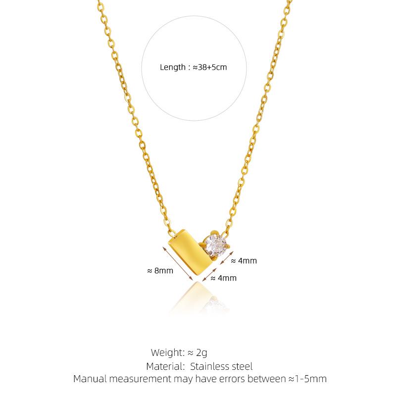 

18K Gold-Plated Stainless Steel Diamond Pendant Necklace with Question Mark Design