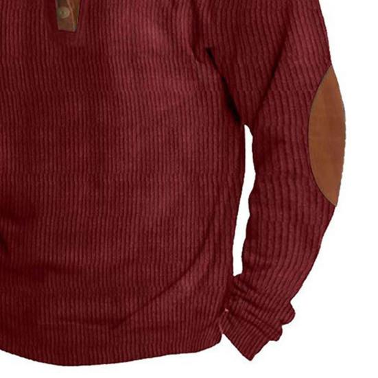 Men Tops Stand-Up Collar Buttons Half Placket Long Sleeve Pullover Tops Lightweight Loose Fit Casual Shirt Daily Wear