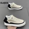 Scarpe Casual da Uomo alla Moda Primavera Autunno Contrasto di Colore Rialzate Scarpe da Skateboard con Fasce alla Moda Stivali da Esterno di Alta Qualità Stile Britannico