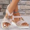 Metal Decoration Women's Wedges Sandals 2025 Summer Snake Print Platform Gladiator Shoes Woman Comfort Casual Med Heels Sandals