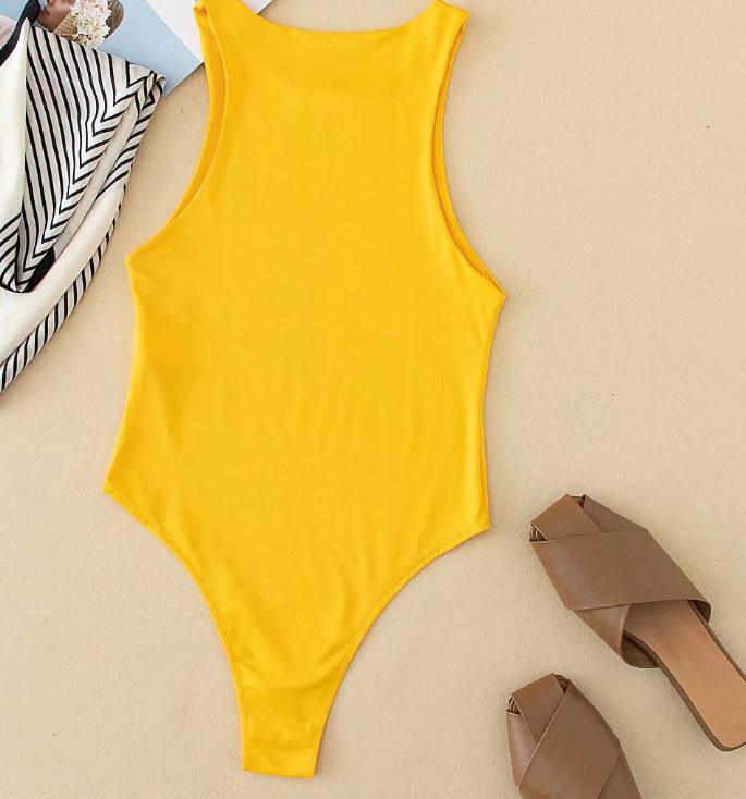 2023 European & American Style Women's Solid Color One-Shoulder Sleeveless Sexy Jumpsuit