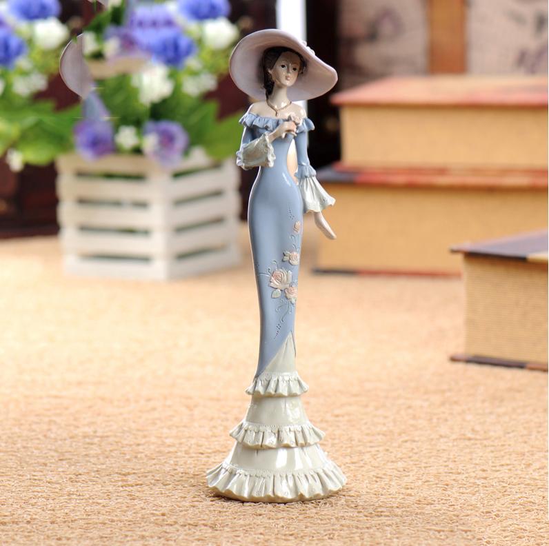 European Resin Victorian Girl Statues Accessories Home Livingroom Desktop Figurines Decoration Office Table Sculpture Adornments