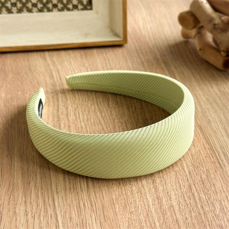 

Embossed Diagonal Texture Headband Sweet Macaron Color Hair Hoop Wide Thick Spongy Hairband For Elegant Women Daily Styling зелений