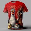 Lustiges Herren-T-Shirt mit Tier-Hühner-Aufdruck, Sommer, lässig, kurzärmlig, Street Fashion, O-Ausschnitt, Pullover, übergroße Herrenkleidung