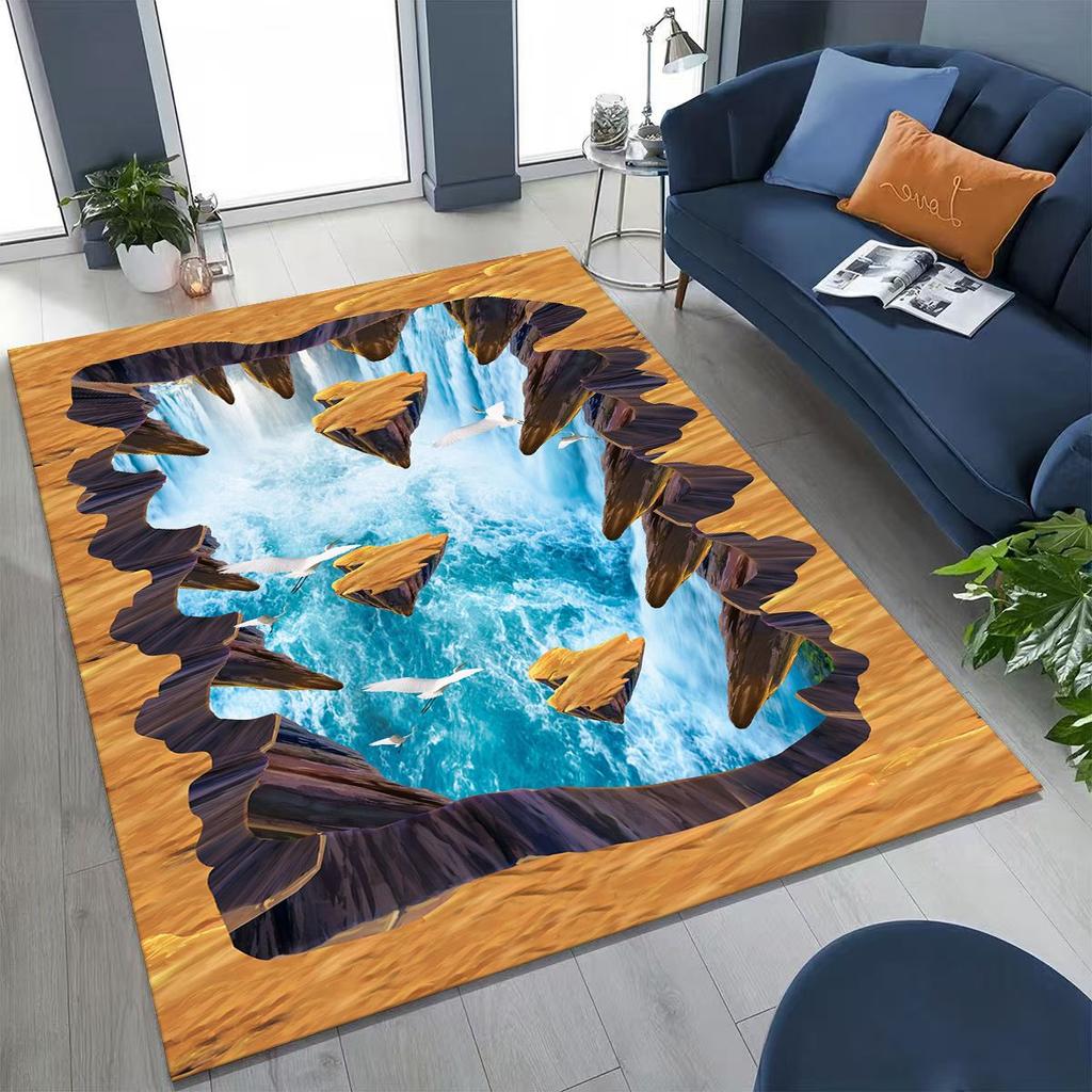 3D Illusion Breaking Wall Dinosaur Animal Series Rug for Bedroom Living Room Sofa Home Doormat Decor,Large Non-slip Floor Mat