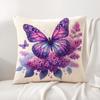 Watercolor butterflyflower Cushion Cover Natural Linen Organic Fabric DoubleSided Printing Sofa Home Decor Gift Pillow Cover